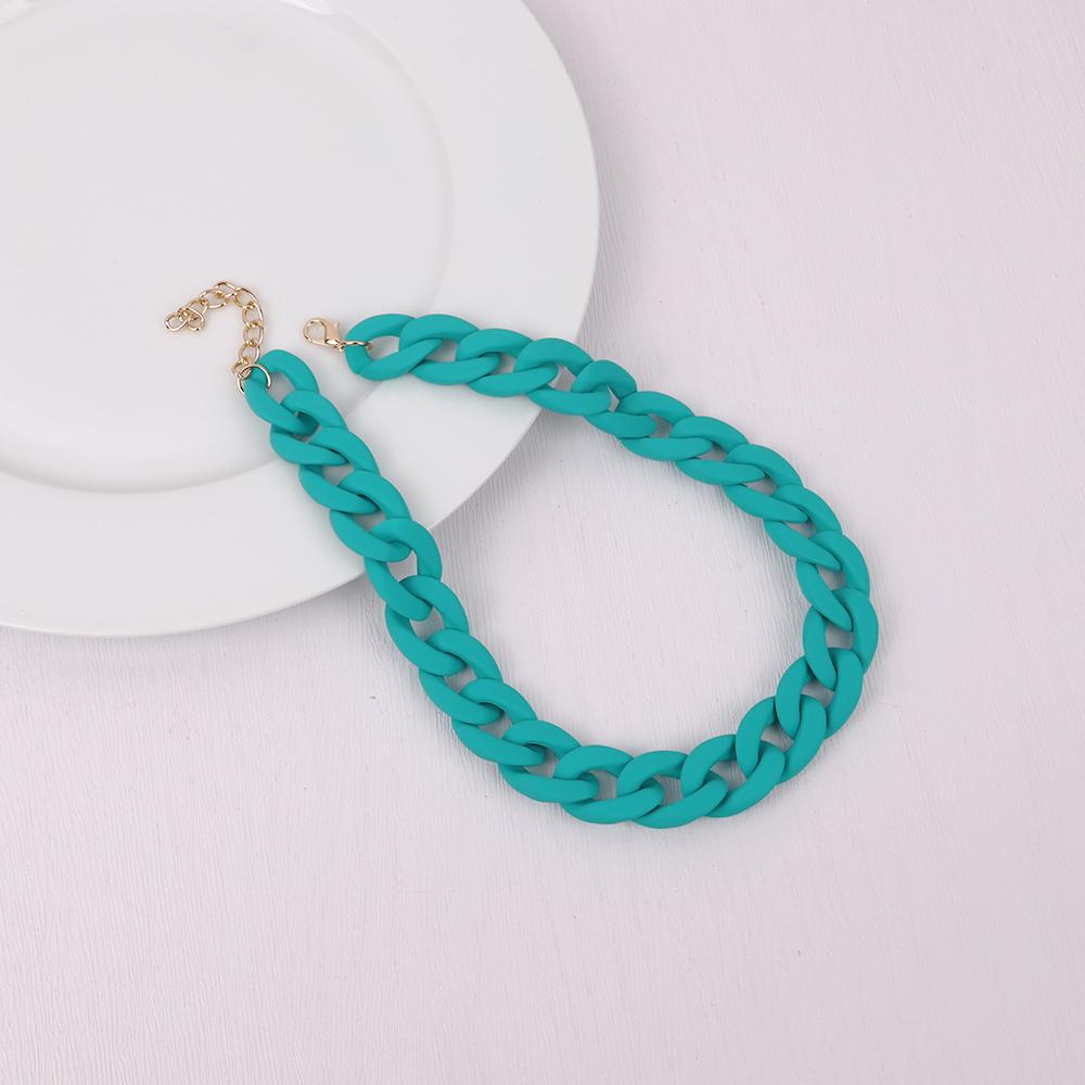 Statement Matte Colorful Chunky Acrylic Chain Necklace For Women Boho Resin Wide Chain Collar Choker Necklaces Pendant Jewelry