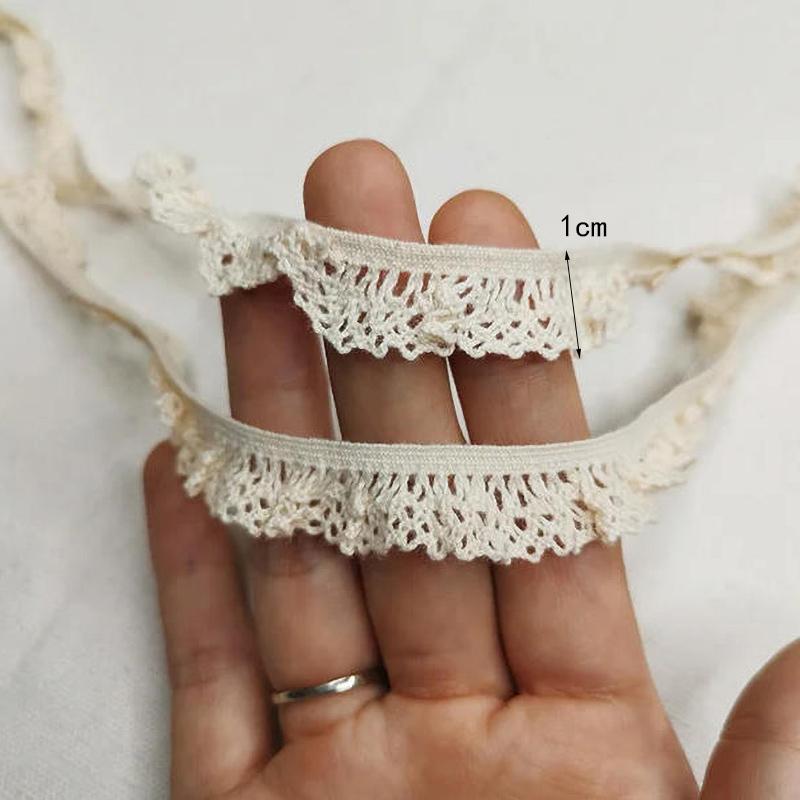 5Yards Elastic Cotton Thread Lace Beige Hollow Sewing Ribbon