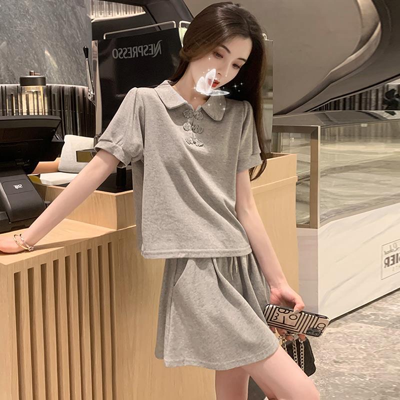 Women's Playful Petite Two-Piece Sportswear Set - Summer Short Sleeve & Shorts, Street Style.