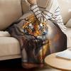 Tiger Patterned Flannel Blanket, Thickened and Warm, Suitable for All Seasons, Office, Home, Travel, Birthday and Holiday Gifts