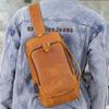 Retro Męska Torba na Pierś, Skórzana Torba na Pierś na Ramię, Torba Crossbody z Najwyższej Jakości Skóry Bydlęcej, Męski Plecak na Pierś, Nowa Codzienna Torba
