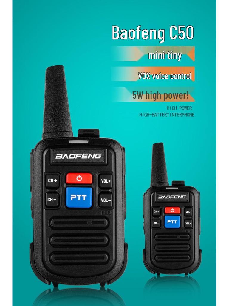 Baofeng C50 Walkie-Talkie: English Version for Seniors, Kids, Supermarkets & Restaurants - Mini Handheld Radio.