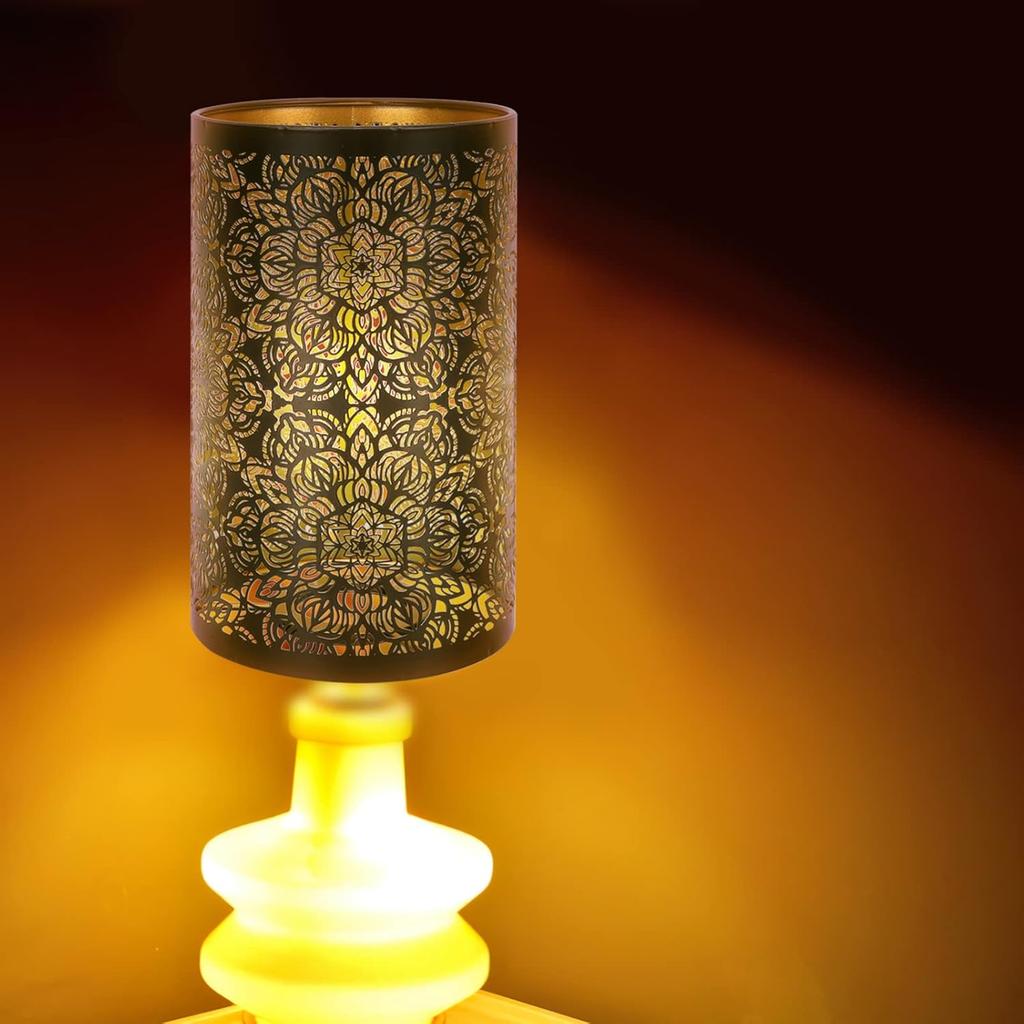 Metal Lamp Shades Hollow Carved Lampshade Iron Lamp Cover Modern Style Decorative Lamp Shade for Table Chandelier Wall Lamp, Flower Carved