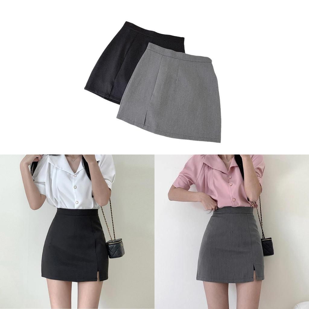 Jupe Classique Noire Mi-Corps Pour Femmes Avec Détail Fermeture Éclair Pour le Bureau et les Tenues Décontractées