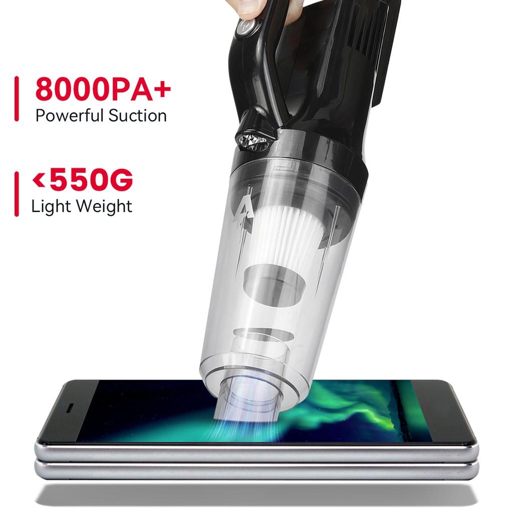 8000Pa 120W Wireless Handheld Vacuum Cleaner LED Dual-Charge Mode Wet Dry Cleaner for Home Office Cars