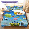 Pororo Cartoon Pattern Bedding Set Quilt Cover Pillowcase Home Decor Gift (1 * Duvet Cover + 2 * Pillowcase, Without Core)