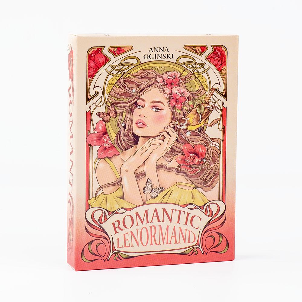 Romantic Lenormand Oracle Cards 37Pcs Deck English Vision Art Nouveau Floral Motifs for Party Board Playing Games