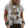 Fashion Woman T-shirt Women's 3d Cats Print Black Kawaii T Shirt Female Clothing Oversized Summer Top