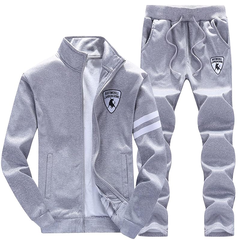 

[Air Buy] jersey men s top and bottom set stripe set up big size spring autumn pants tops set 2 piece set gray 5S-A06-GYL