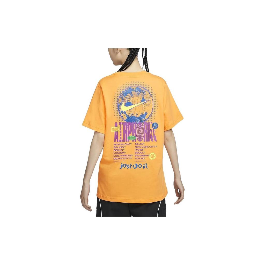 Nike Sportswear Letter Print Pattern Round Neck Pullover Casual Short Sleeve T-Shirt Women T-Shirt Sundial-Yellow FV4263-717