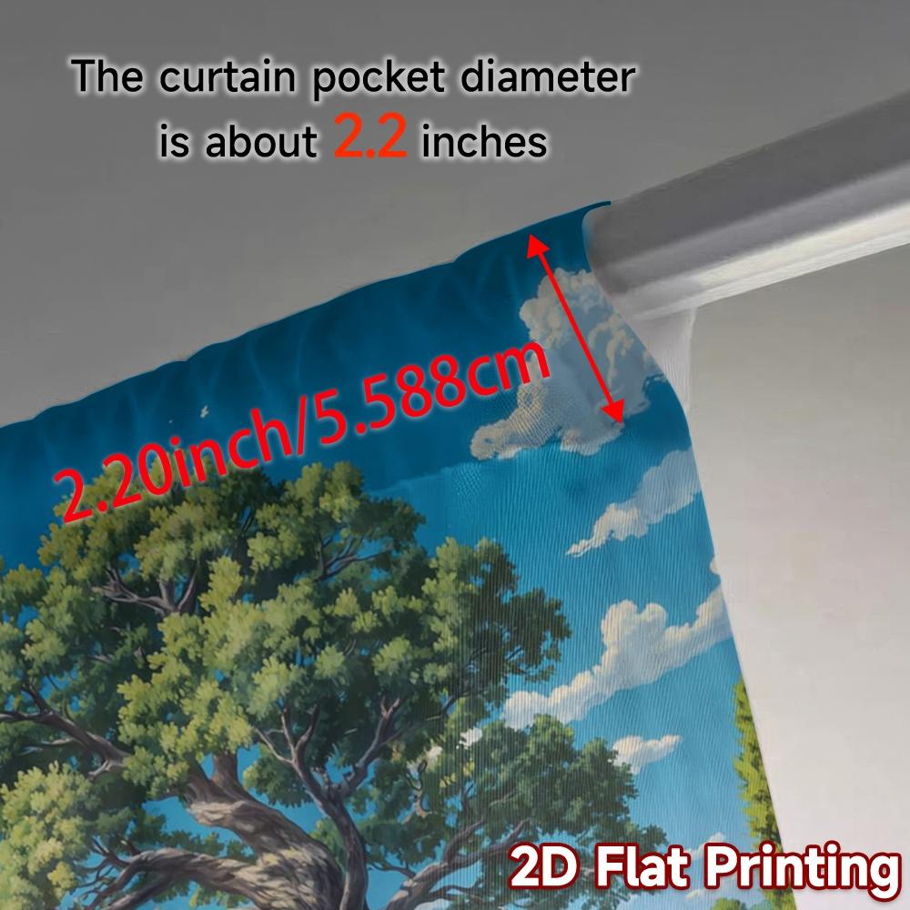 2pcs, 2D FLAT PRINTING Curtains (Without Rod) Majestic Meadow Modern Pattern Curtains Yarn Curtains Art Deco Festive for
