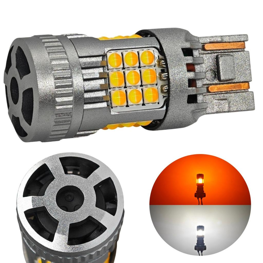 2 Pcs W21/5W LED Bulb 7443 12-24V White-amber Error-free Powerful