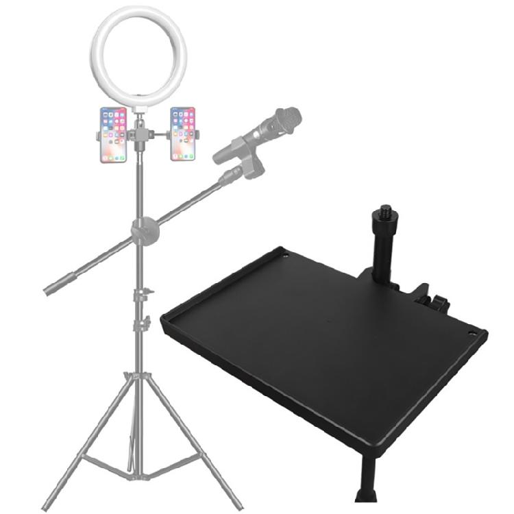 Microphone Stand Rack Tray Holder Sound Card Tray, Clamp On Shelf for Recording