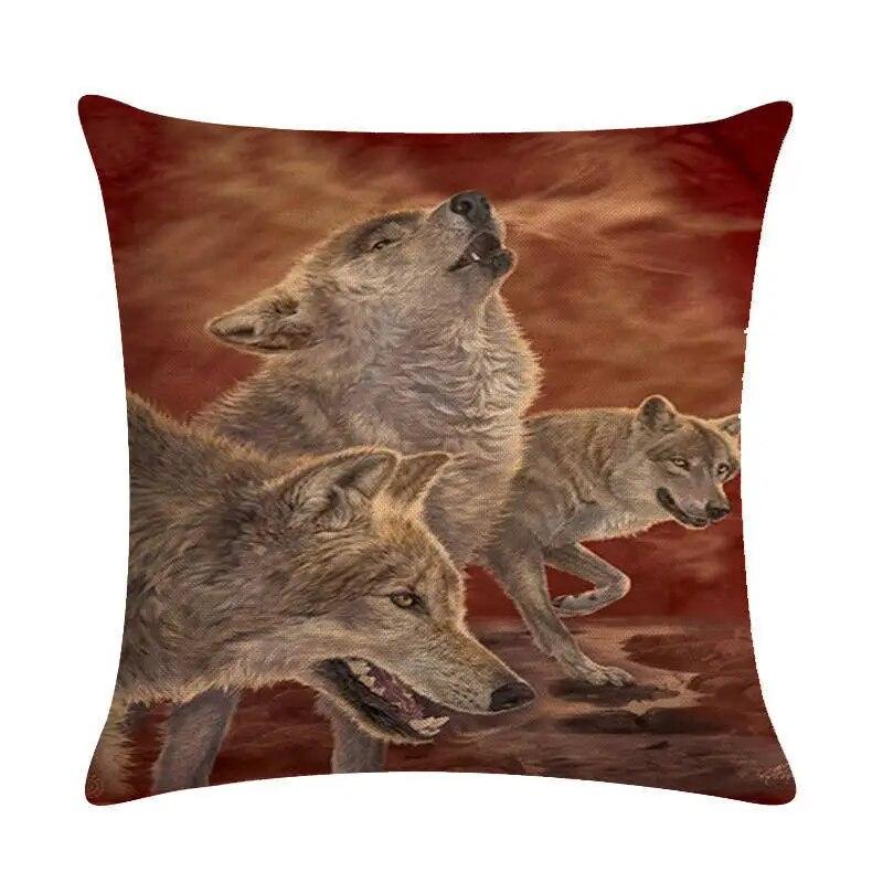 Men's Pillowcase Sofa Decoration Snow Wolf  Northern Forest Night Watchman Colorful Animal Cushion Cover