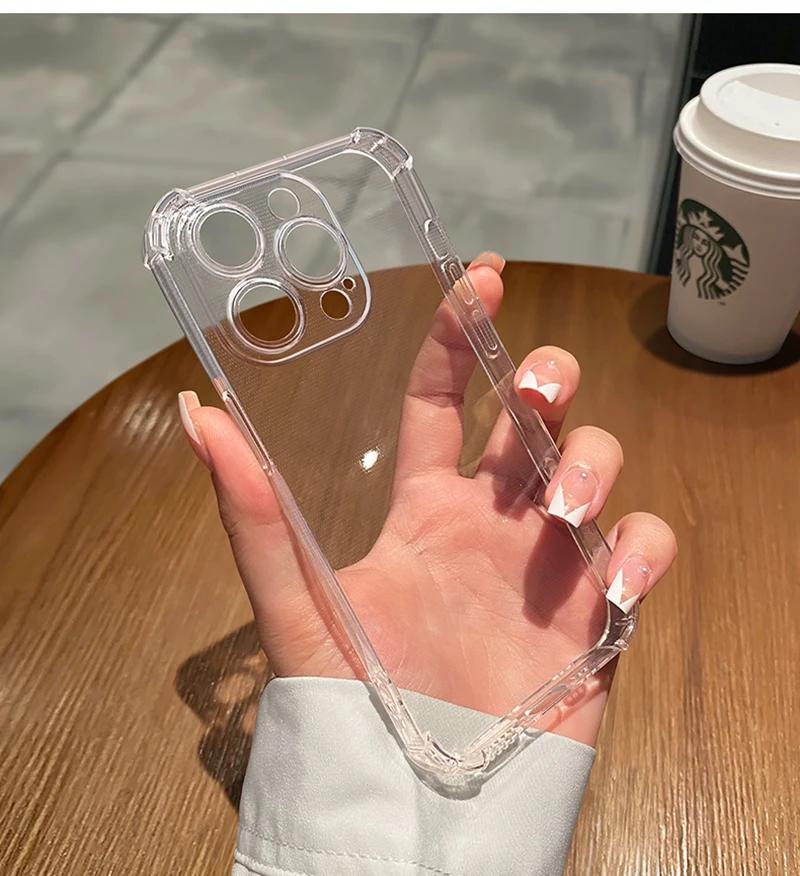 

Роскошный противоударный прозрачный чехол для телефона iPhone 11 12 13 14 15 Pro Max 7 8 Plus XS X XR Mini, мягкий прозрачный чехол-бампер For iPhone 15Pro Max