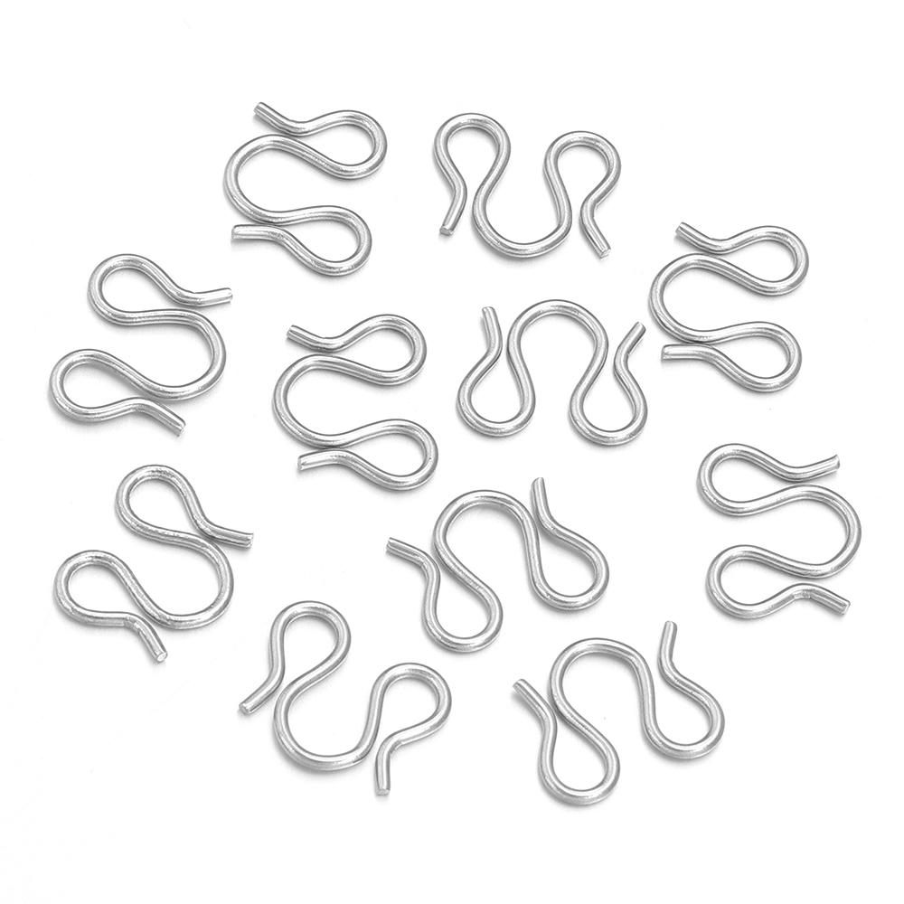 

20pcs/lot Stainless Steel Gold Color S W Shaped End Clasps Hooks Chains Connectors For Bracelet Necklace DIY Jewelry Accessories