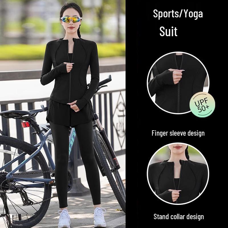 Women's Quick-Dry Long Sleeve Sports Set - Spring Fitness Cardigan for Outdoor Activities