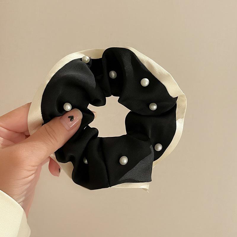 

Элегантные французские модные черные резинки-скранчи: Весенне-летние аксессуары для волос чёрный