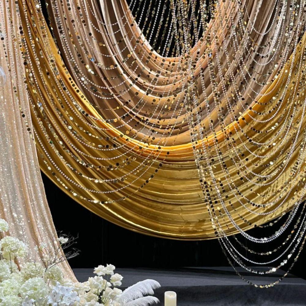 10PCS PVC Sequin Bead Strings 1 Meter Round Sequin Rain Curtain Sequins Hanging Foil Curtains  Party