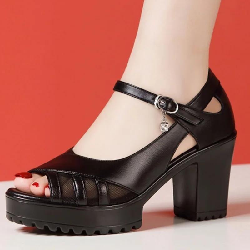2025 Buckle Strap Women's Sandals New Open Toe Office and Career Summer Best Seller Comfortable Heeled Sandals Zapatos