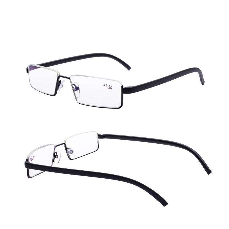 Metal Anti-Blue Light Reading Glasses Men Half Frame Prescription Eyeglasses Male Eyewear +1.0 1.5 2.0 2.5 3.0 3.5 4.0