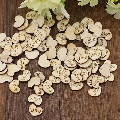100Pcs Love Heart No Hole Wood Buttons Sewing Craft Clothes Decor DIY Scrapbooking
