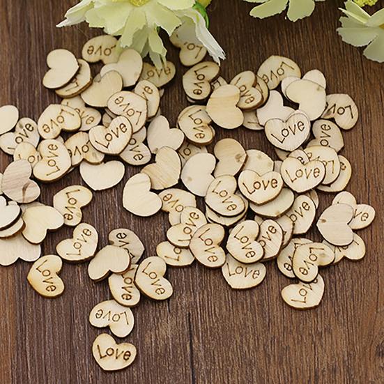 100 ks Dřevěné knoflíky ve tvaru srdce bez dírky Šití Řemeslo Dekorace na oblečení DIY Scrapbooking