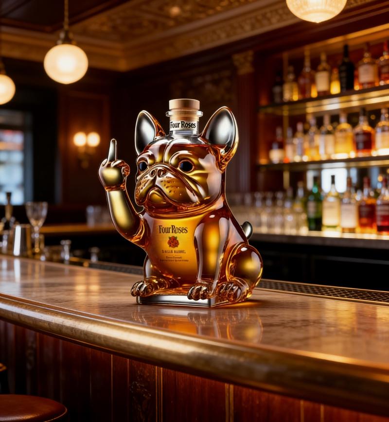 Fransk Bulldogformad Whiskeykaraff Nyhet Glas Spritspridare Barutrustning Gåva
