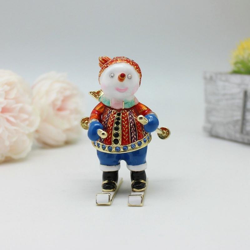 Новая Рождественская Подарочная Шкатулка для Ювелирных Изделий  Снеговик на Лыжах , Шкатулка для Хранения Ювелирных Изделий, Креативная Шкатулка для Хранения Аксессуаров  Снеговик , Настольная Маленькая Декоративная Шкатулка для Хранения