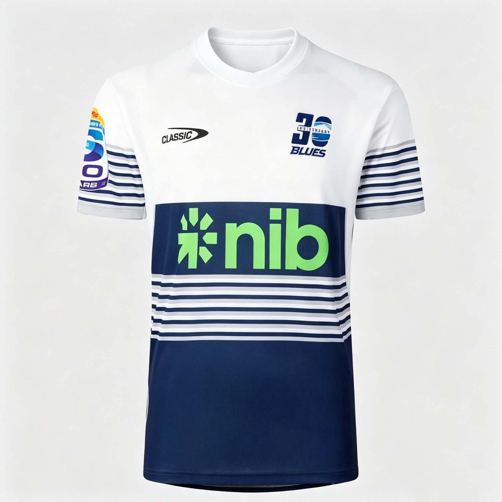 Oakland Blues "nib" Sponsored Rugby Home Jersey, Men's K T-Shirt, Loose Fit, Suitable for Everyday and Training Wear, Stylish.