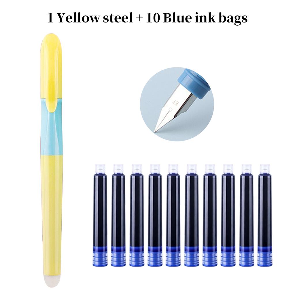 Kawaii Stance Pen Soft Grip, Erasable Replaceable Ink Children's Writing Posture Training Pen School Student Stationery Supplies