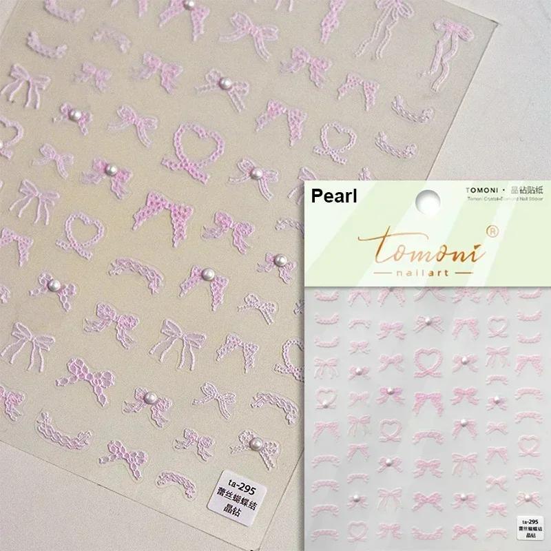 5D Sparkle Clear Diamonds Colorful Thin Little Bow Tie Bowknot Adhesive Nail Art Stickers Decals Manicure Ornaments Suppliers