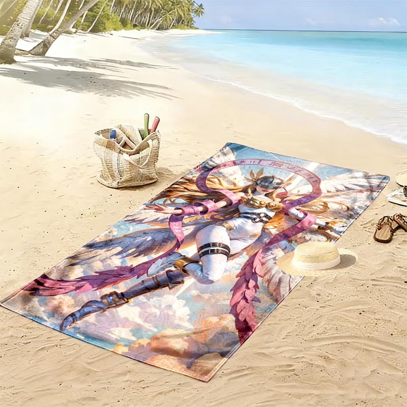 Angewomon Print Beach Towel, Large Soft Quick Dry Towel for Beach Camping Swimming
