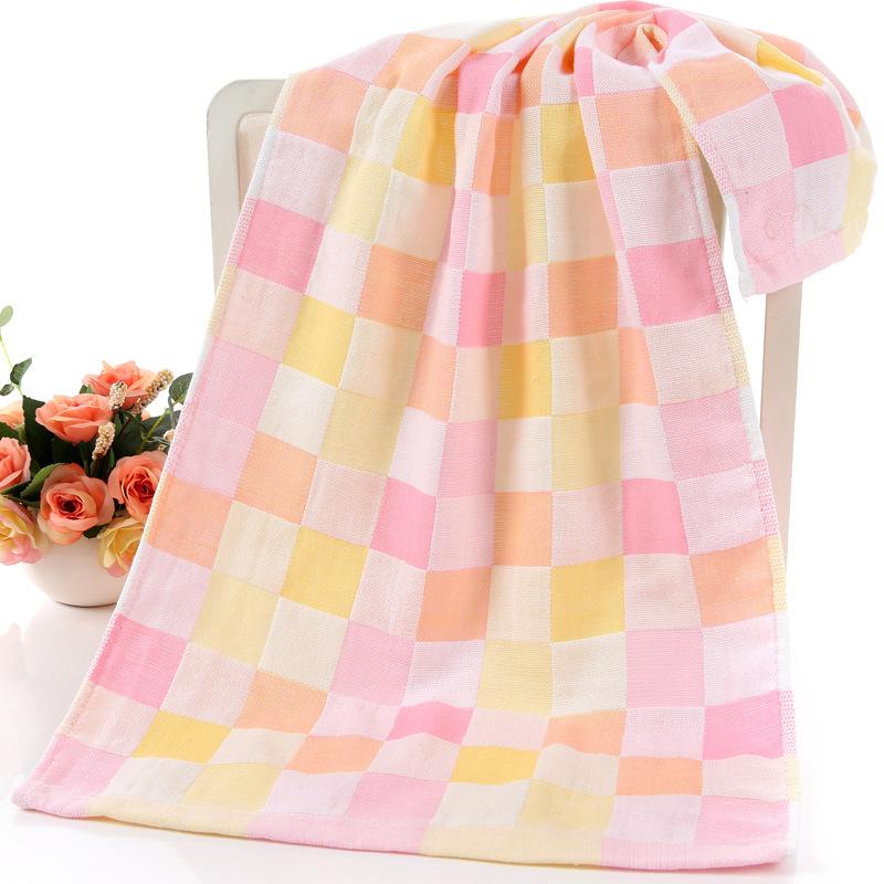 Cotton double-layer gauze thin color grid dyed fabric jacquard bath towel kindergarten confinement gauze towel beach towel 50*100【100g】