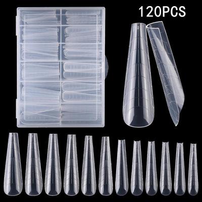 120-Piece Crystal Nail Extension Molds with Scale - No Paper Tray Required, Model 24#