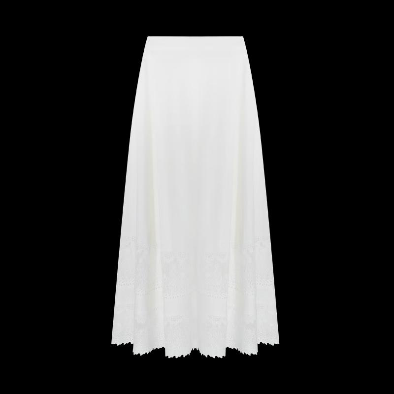 HECO New Chinese Style Lace Trim A-Line Maxi Skirt