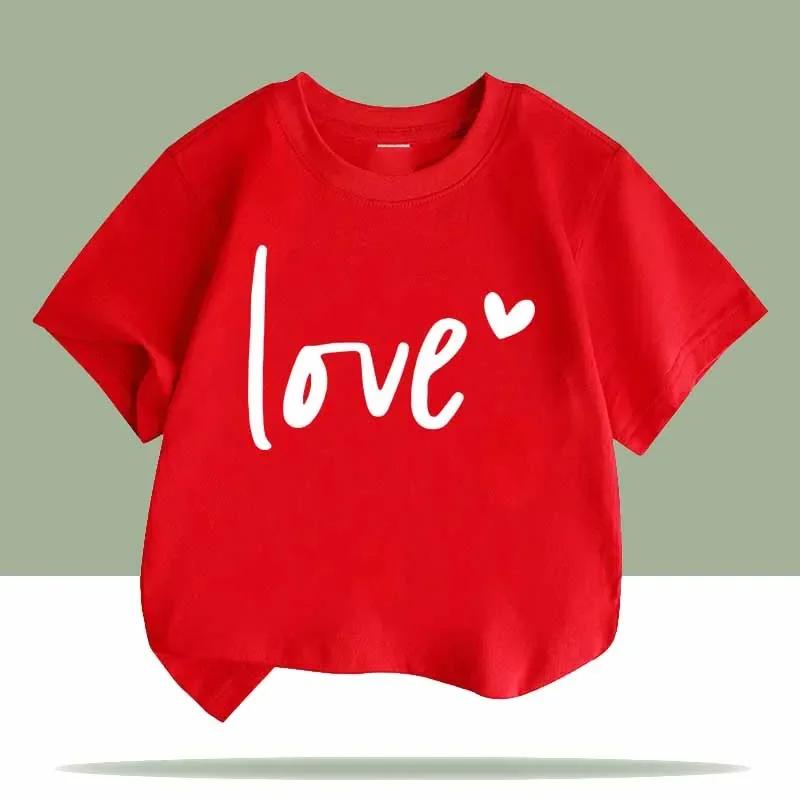 Love Heart Print Children Tshirts Summer Girls Boys Cute Casual Colorful Comfortable Tops Kids Crew Neck Short Sleeve Tshirts