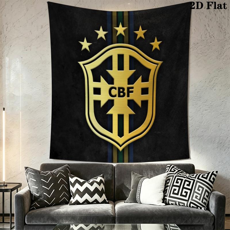 Brazilian Football Wall Tapestry Aesthetic Wall Hanging Printed Fabric Blanket Decorative Tapestries for Bedroom Living Room Home Decor