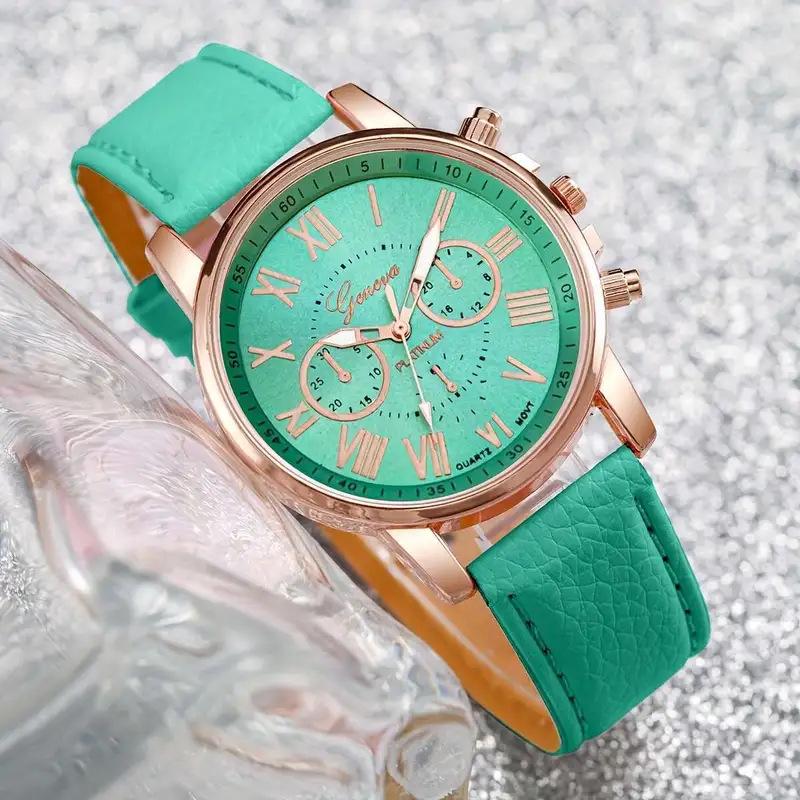 Drainage Women'S Belt Watch Geneva Quartz Strap Fashion Women'S Watch Roman Scale Hand