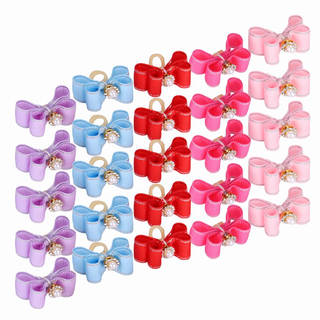 25Pcs/lot Cute Pet Dog Bow Grooming Bows Loverly Bowknot with Rubber Bands Pet Headwear