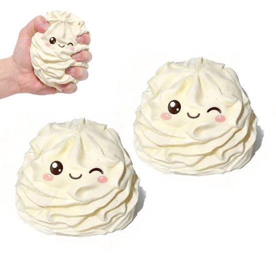 1/2Pcs Stress Relieving Cream Roll Toy, Slow Rebound Smiling Face Cream Squeeze Toy, Soft Stretchy Fidget Cake Sensory Toy for Kids Adults