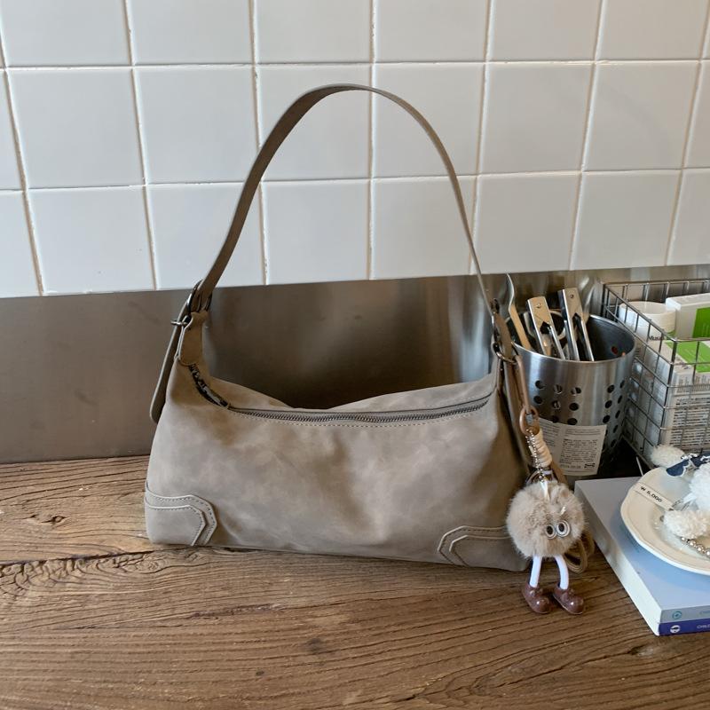 

2026 Mural Soft Leather Cool American Design Luxury Suede Leather Retro Girl Motorcycle Underarm Bag Faiable Casual oulder Bag No pendant сірий колір