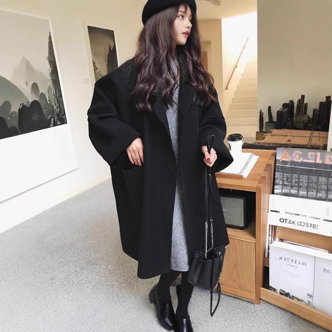 

2024 Plus Size Women s Mid-Length Wool Cape Coat - Korean Style Autumn/Winter Collection XL