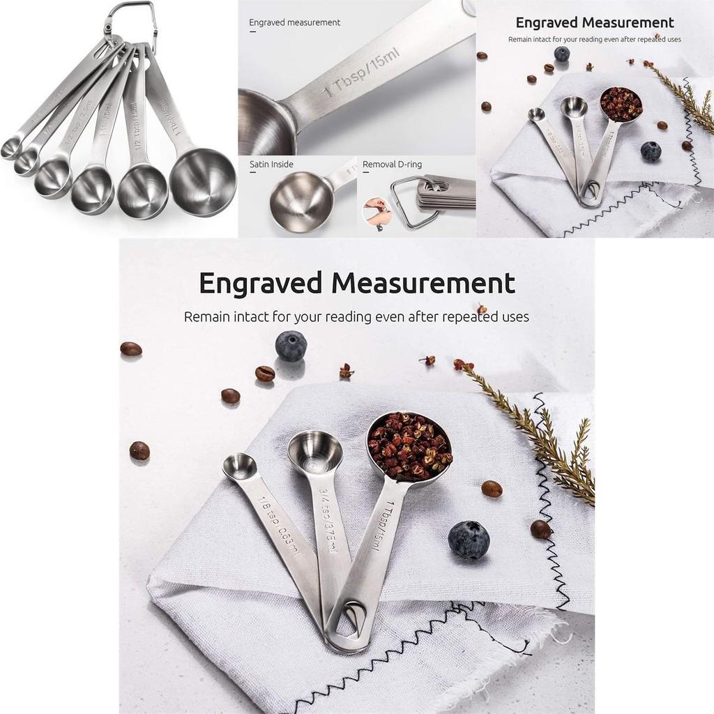 Versatile Six Piece Stainless Steel Measuring Spoon Set For Baking And Culinary Adventures