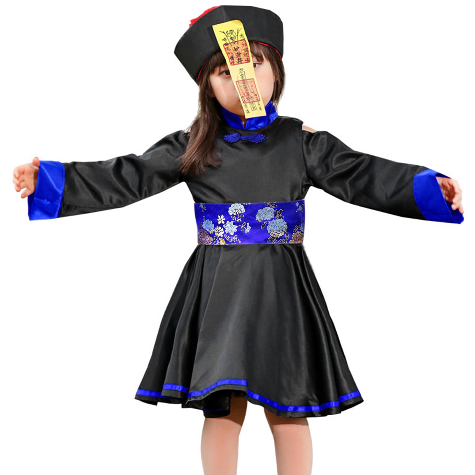 

Jiangshi Costume for Halloween Chinese Zombie Dress Size [DECEED] Girls, Costume, Retro, Style, Cosplay, (Blue & L) синій