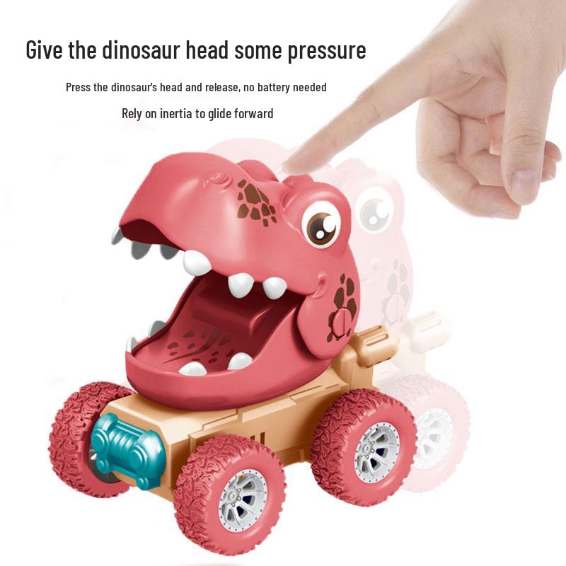 Cross-Border Cute Dinosaur Pull-Back Toy Car for Kids - Press-and-Go Inertia Vehicle