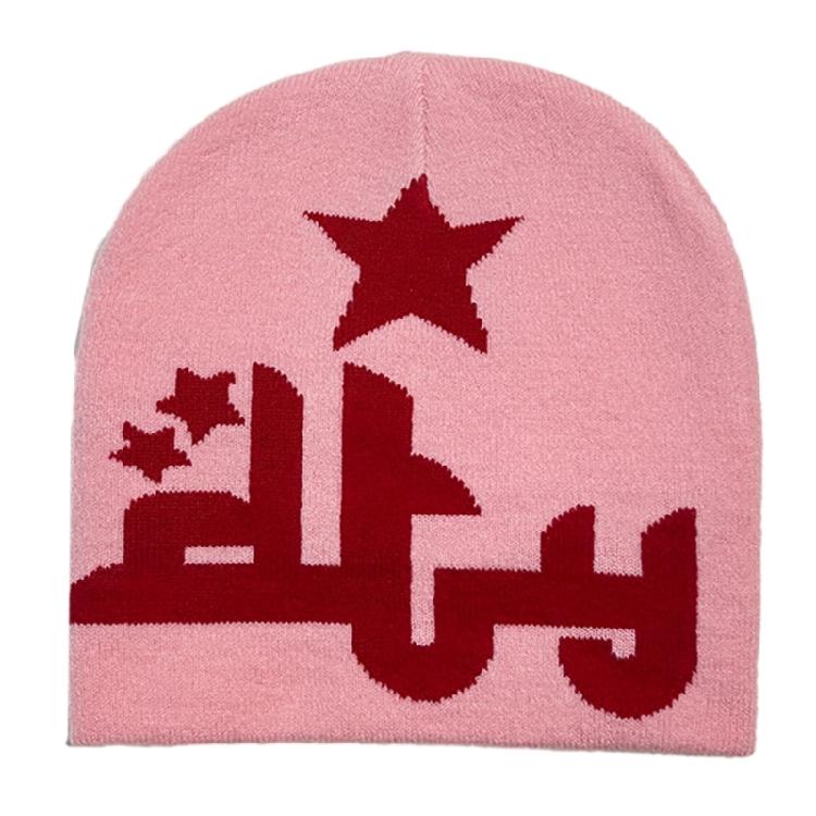 Women Knit Beanie Hats Warm Ear Protector Hat Teens Jacquard Star Handmade Hat