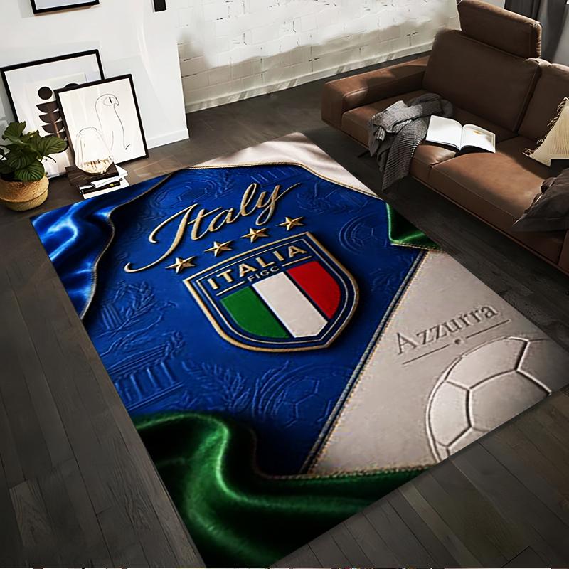 Italy Football Crest Design Rug Non-slip Rug Suitable for Living Room and Bedroom Sofas.
