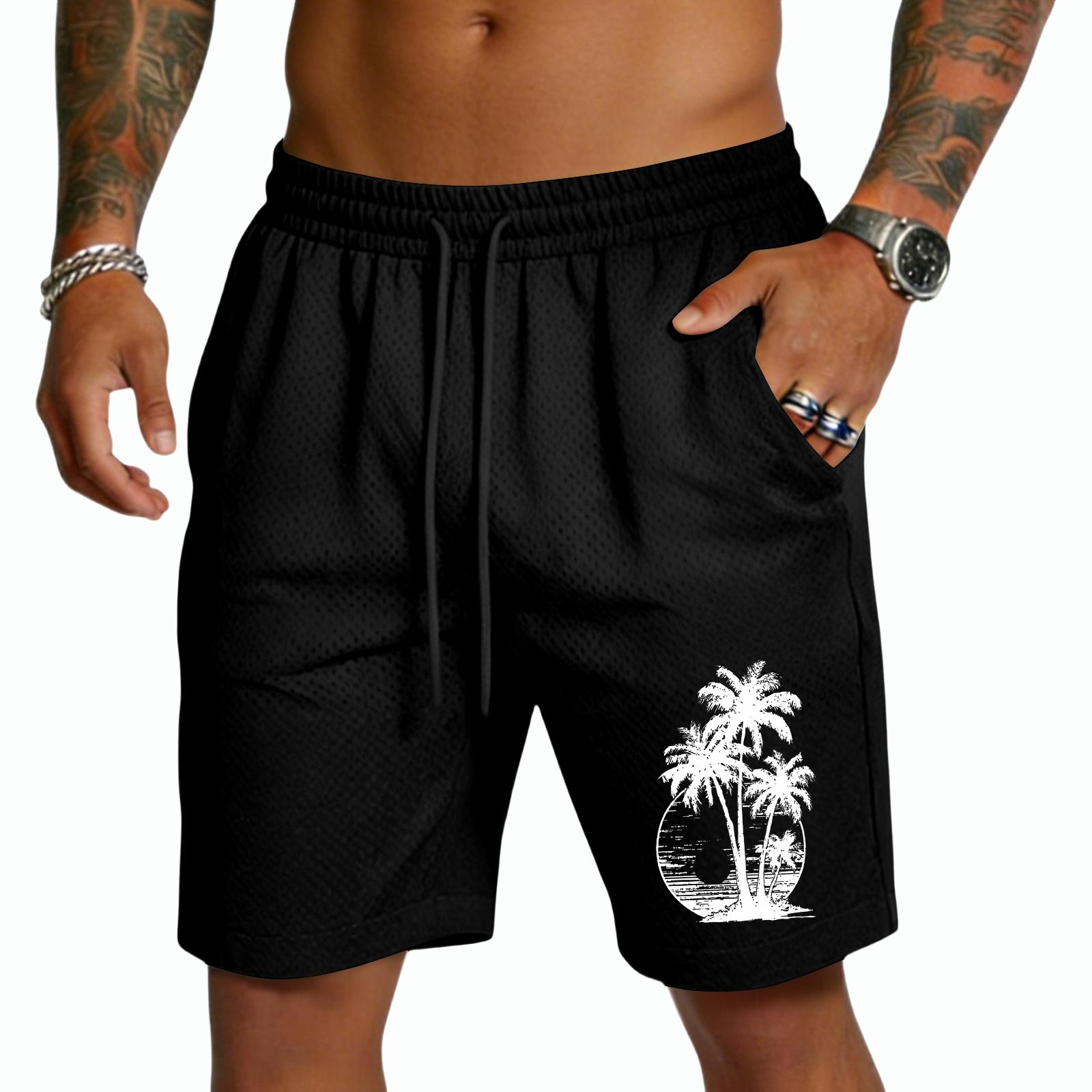 Heima B Heren Sweatshorts met Print Trekkoord Taille Casual Pasvorm Katoenen Shorts Heren Cargo Shorts voor Heren Shorts voor Heren M zwart