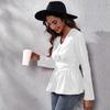 BITCED V Collar Waist Slim-fit Puffy Sleeve Top for Women Chiffon for Women